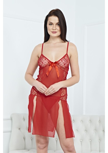 Kadın Şık Fantezi Uzun Elbise Gecelik Harness - Meleners