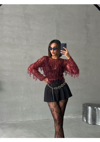 Transparan Saçaklı Bluz fiyatları