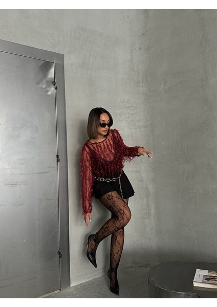 Transparan Saçaklı Bluz modelleri