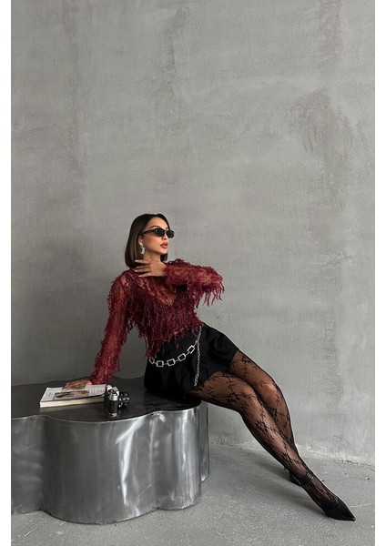 Transparan Saçaklı Bluz indirimleri