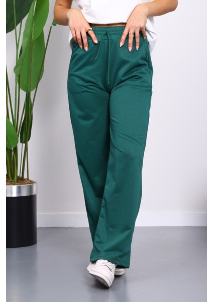 Yeşil Bel Lastikli Iki Iplik Palazzo Eşofman Alt fiyatları