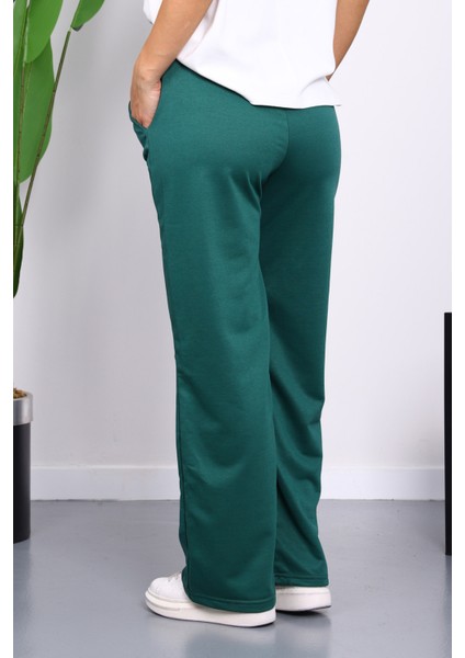Yeşil Bel Lastikli Iki Iplik Palazzo Eşofman Alt fırsatları