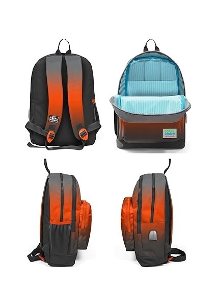 High Siyah Turuncu Gradyan USB Soketli Üçlü Ilkokul Çanta Seti - Erkek Çocuk fiyatları