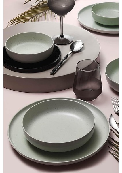 Porselen Moderna 18 Parça 6 Kişilik Yemek Takımı Yeşil fiyatları