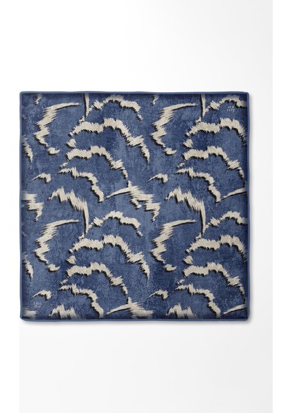 Mavi Zigzag Spor Desen Twill İpek Eşarp modelleri