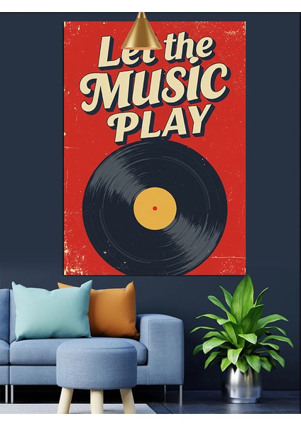 Müziğin Devam Etmesine Izin Ver Plak Dekoratif Kanvas - Mdf Ahşap Tablo