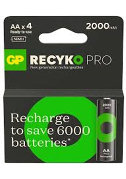 Aa 2100 Mah Şarjlı Kalem Pil 4'lü Paket Recyko Pro GP210AAHCBEM-2GB4
