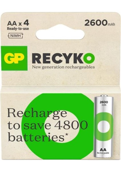 Aa 2600 Mah Şarjlı Kalem Pil 4'lü Paket GP270AAHCEMTR