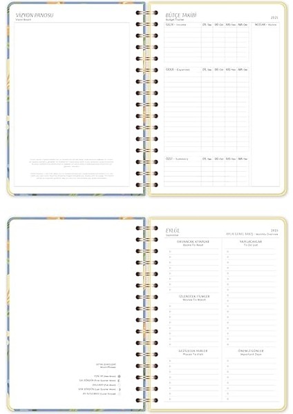 A5 Spiralli 16 Aylık Akademik Ajanda - Çiçekler indirimleri