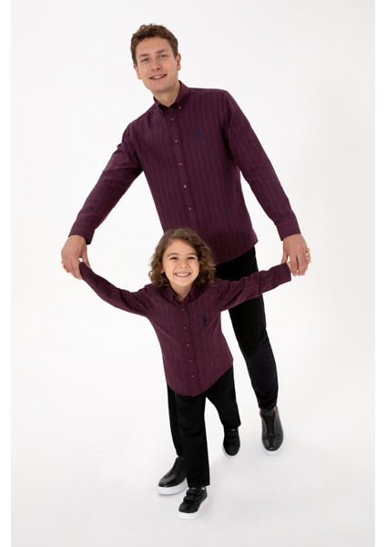 Erkek Çocuk Bordo Gömlek Desenli 50316670-VR014