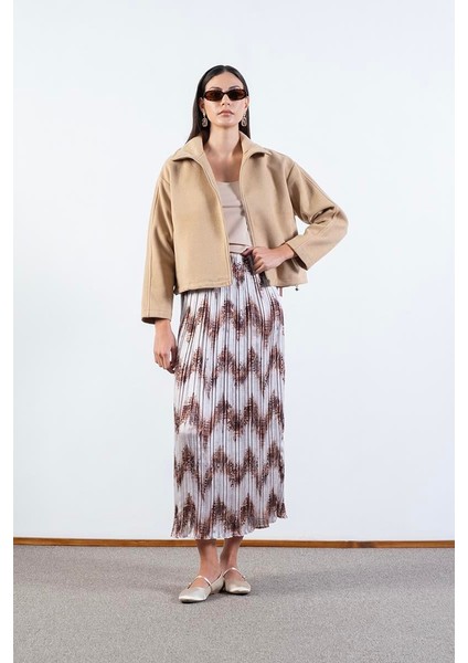 Prosperino Dik Yaka Önden Fermuarlı Mont Camel fiyatları