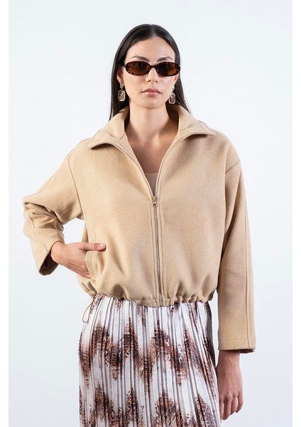 Prosperino Dik Yaka Önden Fermuarlı Mont Camel indirimleri