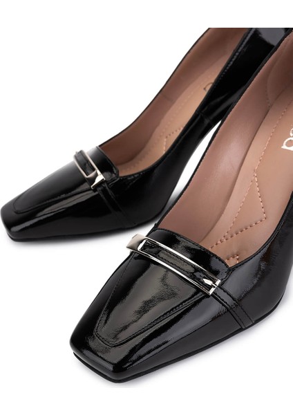 Kadın Hakiki Deri Siyah Rugan Topuklu Ayakkabı 1096 2081 Bn Ayk SK25-26 Sıyah Rgn modelleri