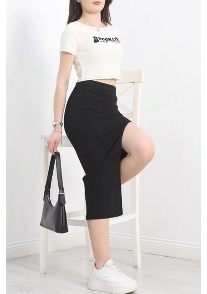 Nakışlı Etekli Takım Siyah Beyaz S3899