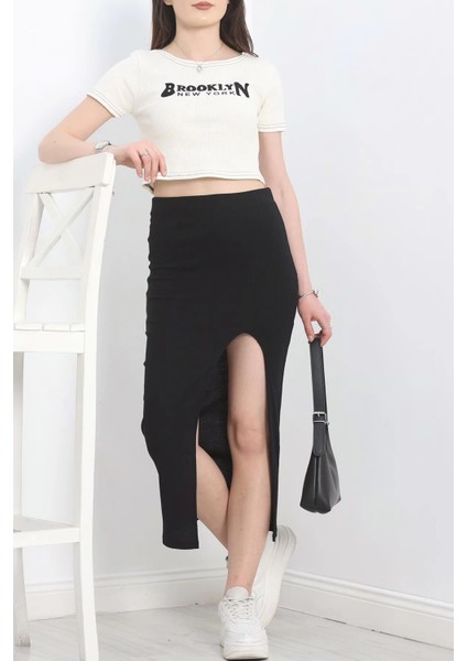 Nakışlı Etekli Takım Siyah Beyaz S3899