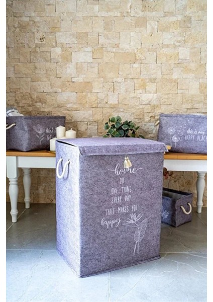 Keçe Kapaklı Mega Kutu Organizer -Çamaşır Sepeti-Çok Amaçlı Kullanım Kompakt Tasarım 41X30X55 cm