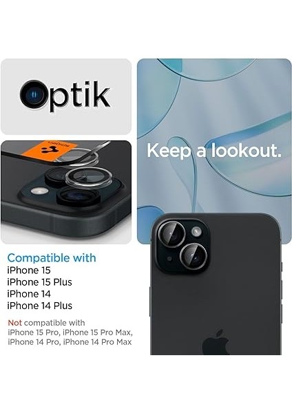 iPhone 15 / 15 Plus / 14 / 14 Plus Kamera Lens Camı Koruyucu Glas.tr Ez Fit Optik Pro (2 Adet) Crystal Clear - AGL06918 fiyatları