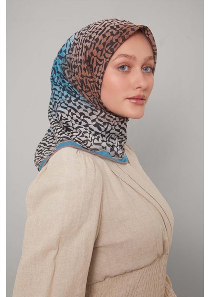Indigo Renk Geçişli Desen Soft Eşarp
