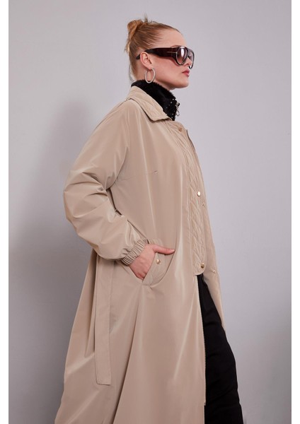 Camel Kapitone Detaylı Trençkot modelleri