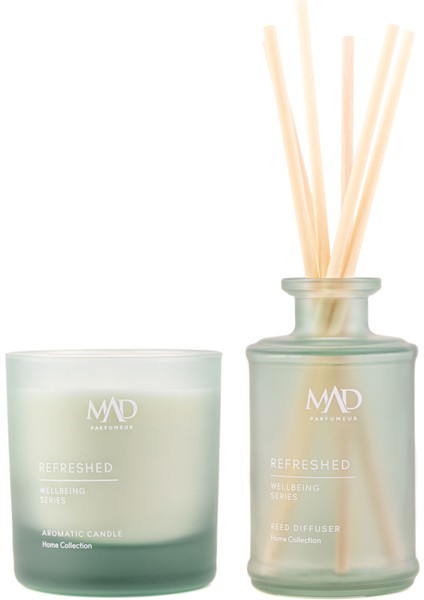 Mad Wellbeing Refreshed 190 ml Ortam Kokusu ve 200 gr Mum Seti