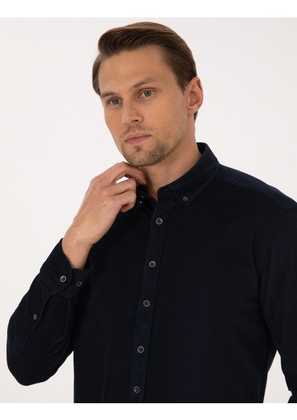 Erkek Lacivert Regular Fit Uzun Kollu Gömlek 50310139-VR033 fiyatları