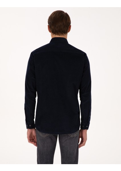 Erkek Lacivert Regular Fit Uzun Kollu Gömlek 50310139-VR033 indirimleri