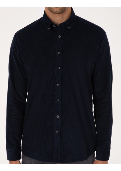Erkek Lacivert Regular Fit Uzun Kollu Gömlek 50310139-VR033