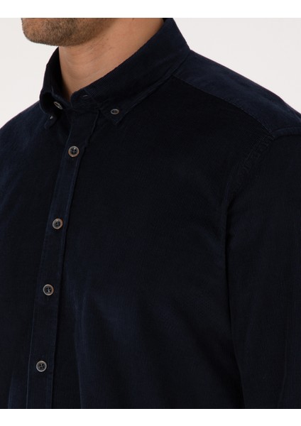 Erkek Lacivert Regular Fit Uzun Kollu Gömlek 50310139-VR033