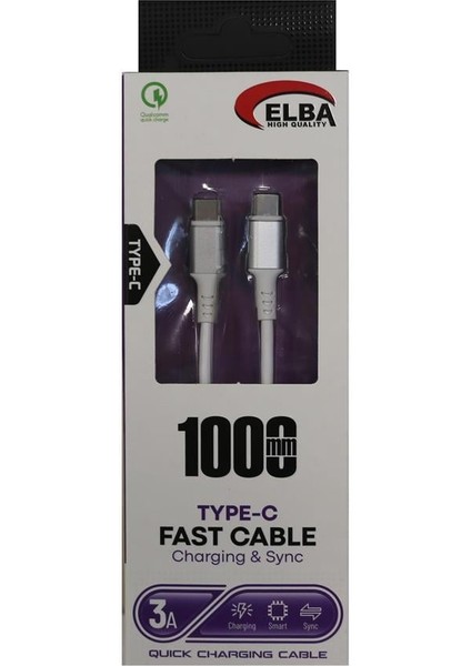 Elb-39 T20 Type-C To Type-C 1mt Beyaz Şarj Kablosu Beyaz