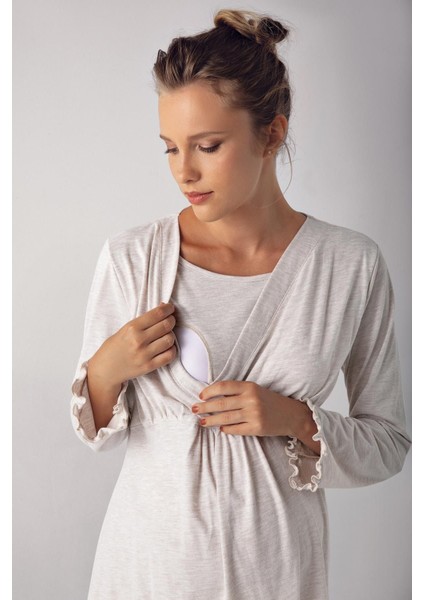 Kadın Uzun Kollu Esnek Pamuklu Kumaş Hamile Pijama Takımı 13201 fiyatları