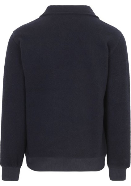 Erkek Polo Yaka Yarım Fermuarlı Aplike Armalı Sweatshirt - Lacivert fiyatları