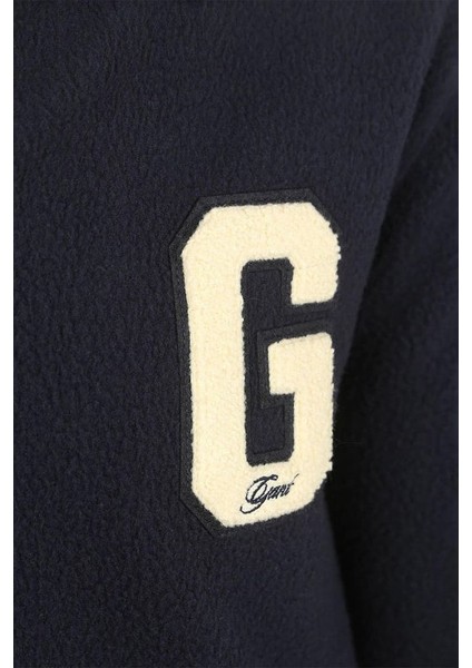 Erkek Polo Yaka Yarım Fermuarlı Aplike Armalı Sweatshirt - Lacivert modelleri