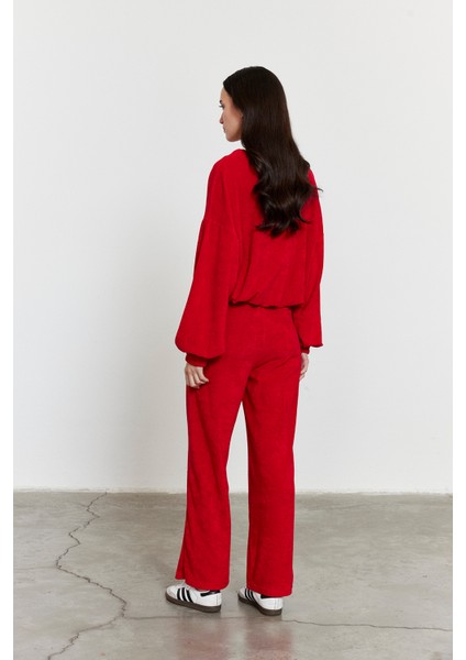 Havlu Kumaş Pantolon Kırmızı fırsatları