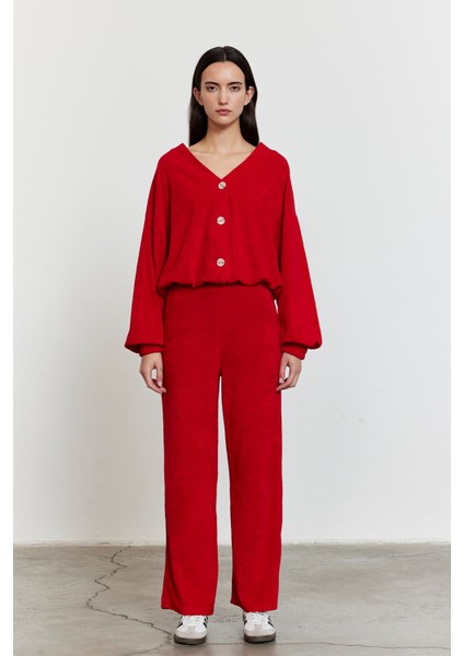 Havlu Kumaş Pantolon Kırmızı indirimleri