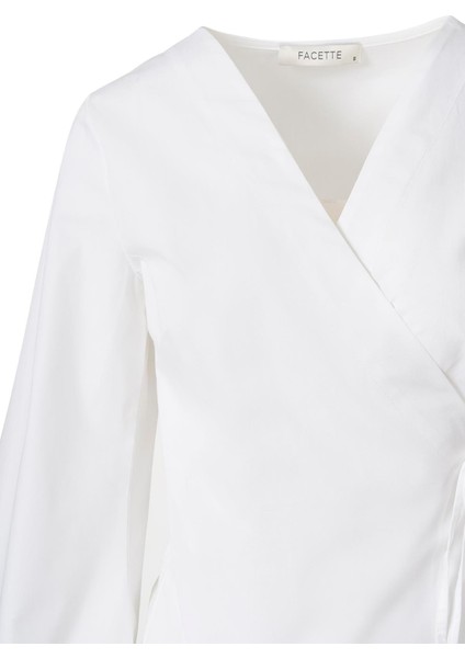 Yandan Bağlamalı Poplin Gömlek Beyaz modelleri