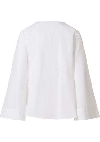 Yandan Bağlamalı Poplin Gömlek Beyaz indirimleri