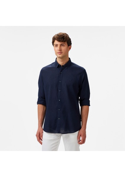 Erkek Lacivert Classic Fit Gömlek