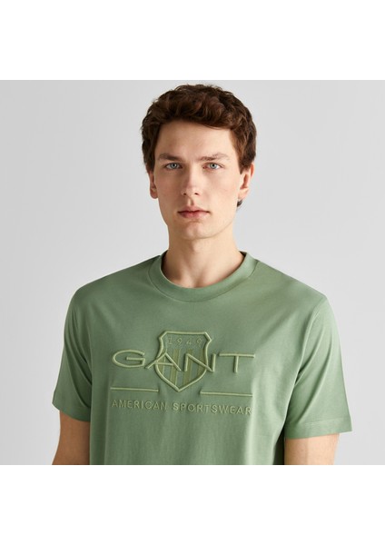 Erkek Yeşil Regular Fit Bisiklet Yaka T-Shirt fırsatları