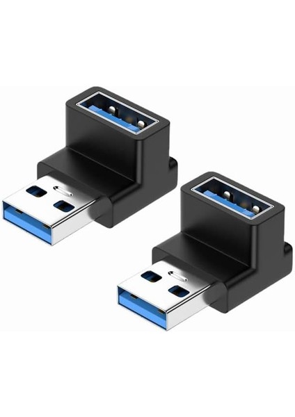 90 Derece Adaptör, 2 Paket 3.1 USB Erkek - Dişi Dik Açı Uzatma Adaptörü, Sabit Disk, Klavye, Dizüstü Bilgisayar Için Tip A - Usb-A Bağlayıcı Adaptörleri, Destek 3A Şarj Otg Veri Aktarımı