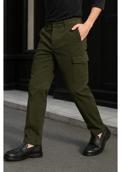 Erkek Günlük Trend Bol Paça Haki Taktik Kargo Pantolon