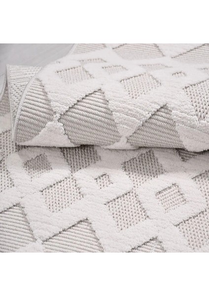 Hacinas Geometrik Krem Polyester Kaydırmaz Tabanlı Makine Halısı indirimleri