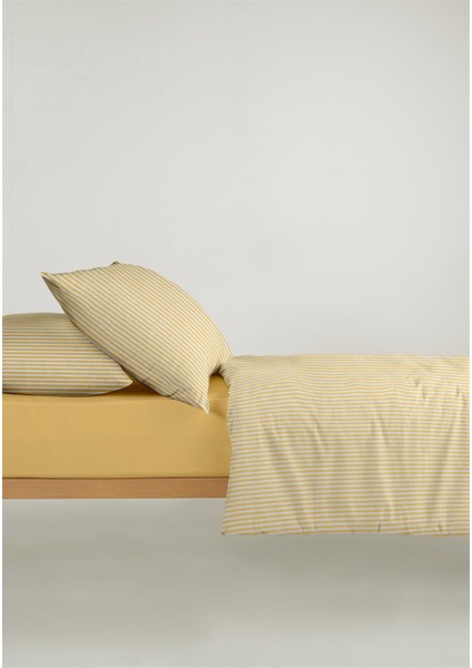 Striped %100 Pamuk Ranforce Yezra Sarı Ipliği Boyalı Nevresim Takımı Çift Kişilik - 200X220 cm fırsatları