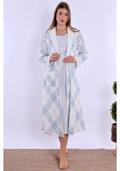 Mavi %100 Pamuk Sabahlıklı Hamile Lohusa Gecelik Takım fiyatları