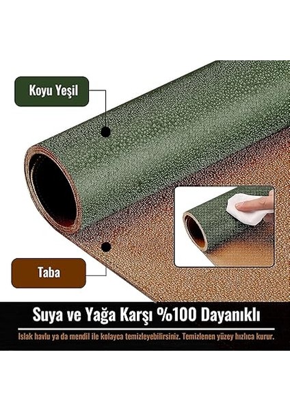 Çift Renk Dikişli Pu Deri Masa Matı 80X40 cm Mousepad, Su Geçirmez Masa Sümeni, Çift Taraflı Kullanım, Dizüstü Bilgisayar/ofis/ev Için, Kaymaz Taban (Koyu Yeşil ve Taba) fiyatları
