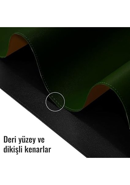Çift Renk Dikişli Pu Deri Masa Matı 80X40 cm Mousepad, Su Geçirmez Masa Sümeni, Çift Taraflı Kullanım, Dizüstü Bilgisayar/ofis/ev Için, Kaymaz Taban (Koyu Yeşil ve Taba) fırsatları