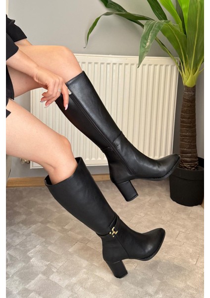 Kadın Lara Yandan Fermuarlı Diz Altı Çizme Siyah fırsatları