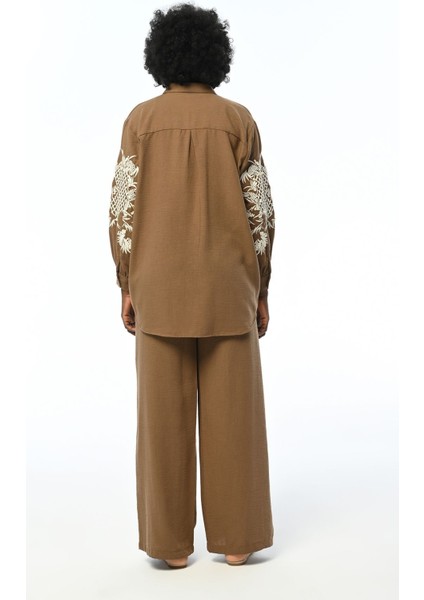 Kadın Kolu ve Önü Incili Nakışlı Oversıze Gömlek indirimleri