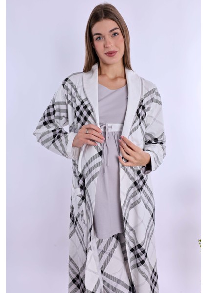 Gri %100 Pamuk Sabahlıklı Hamile Lohusa Pijama Takımı fiyatları