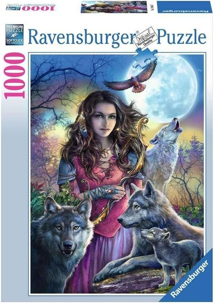 196647 Kurtlarla Kadın Yetişkin Puzzle, 1000 Parça