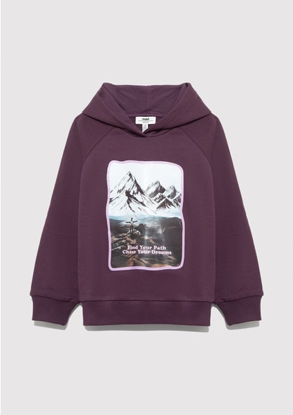 Baskılı Mor Sweatshirt 7S10154-70635 fırsatları